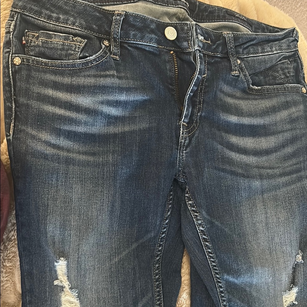 Vigoss Blue Ankle cropped Jeans with Distressed Details